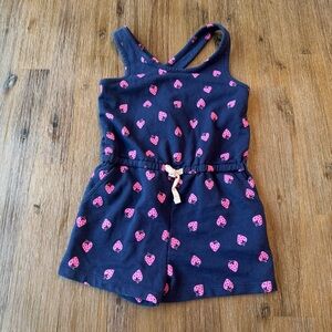 3/20$ Joe Fresh Navy Romper with Pink Strawberry Pattern size S (6)
